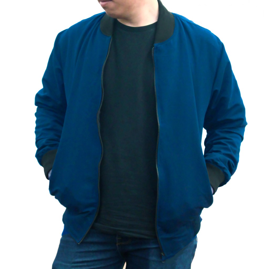 Premium Navy Casual Bomber Jacket | Shopee Philippines