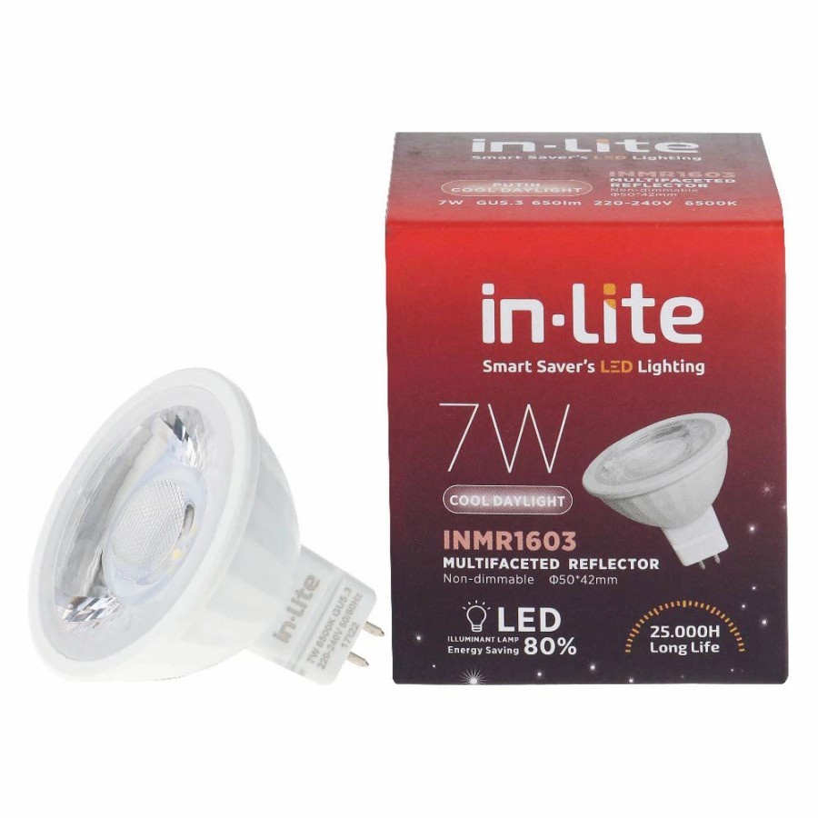 Inlite MR16 7W White Spot Lamp Yellow/ - 7 Watt LED Halogen Spotlight ...