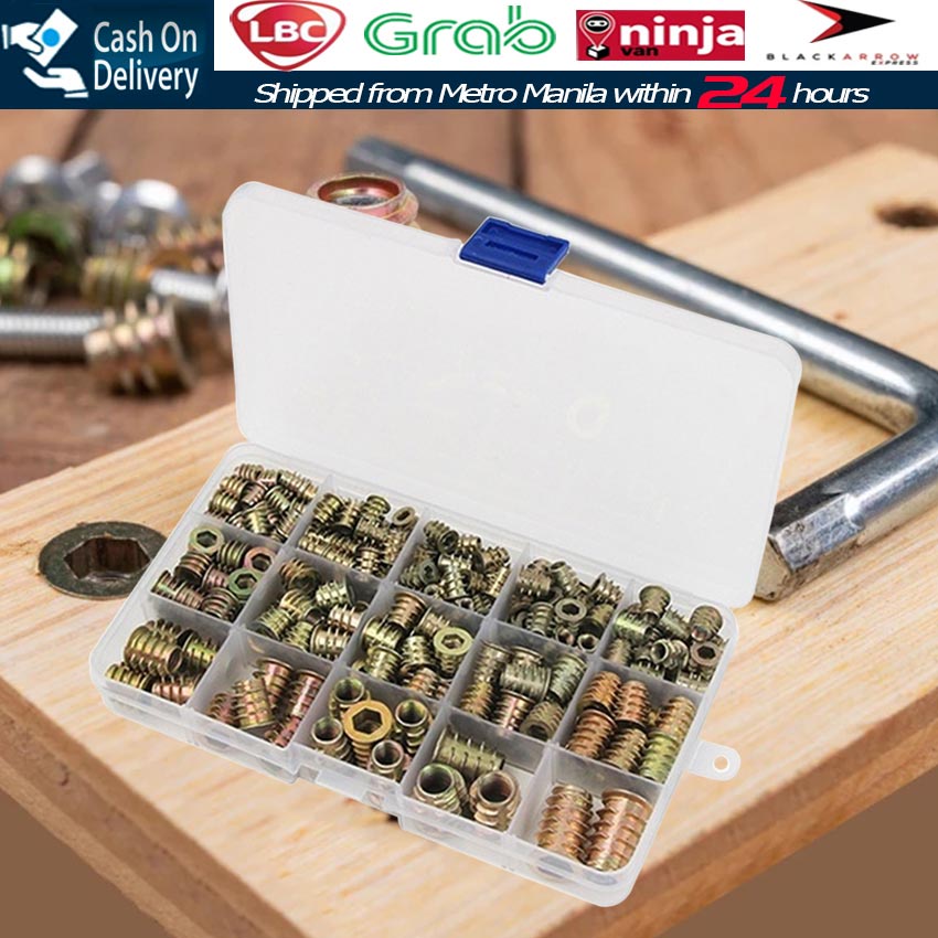 【Fast Delivery】230PCS Threaded Inserts Nuts Wood Insert Assortment Kit ...