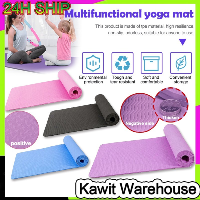 Yoga Mat Gym Fitness Exercise Pad Thick Pilates Mat Non-Slip Fitness ...