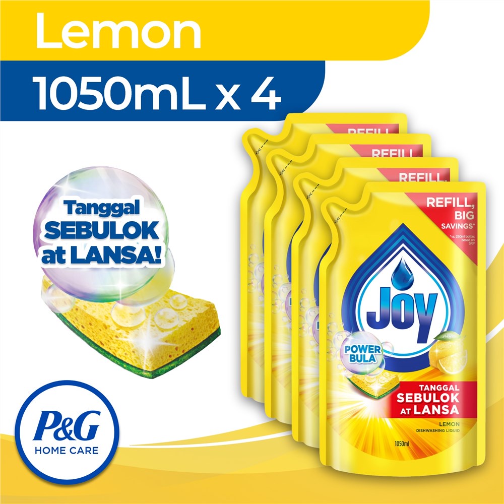 Joy Dishwashing Liquid Lemon 1050ml x 4 HS!o Shopee Philippines