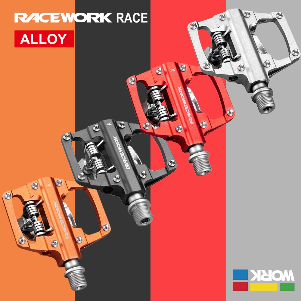 RACEWORK Bike Pedals Mountain Bike Pedal Aluminum Alloy Cleats Pedals