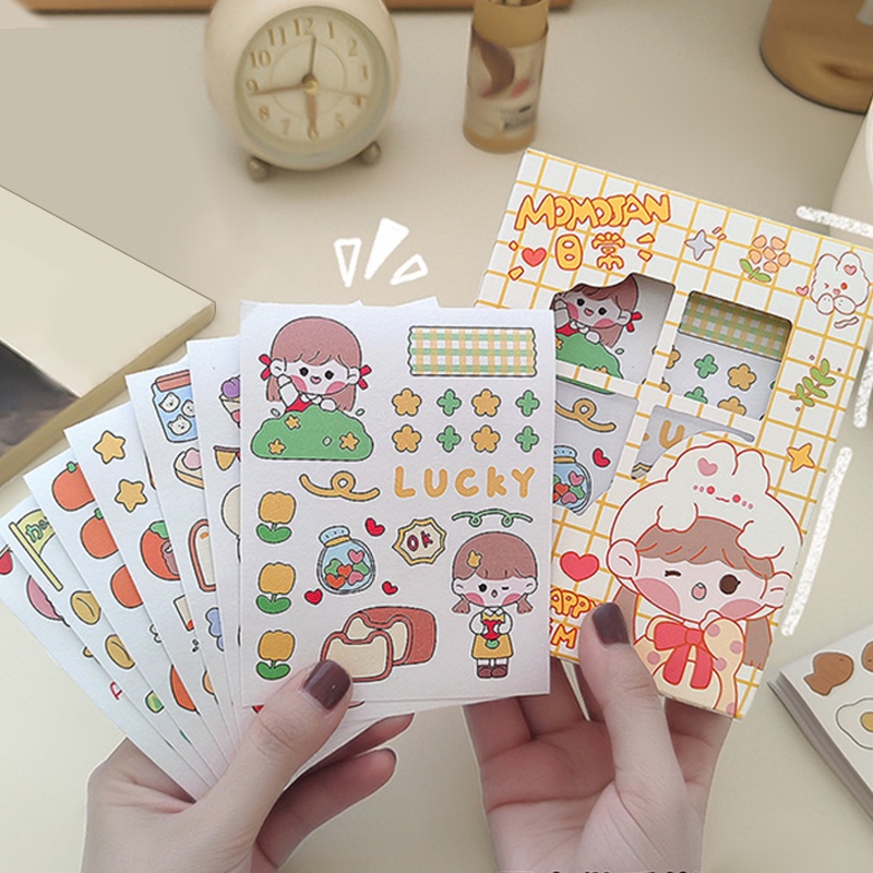 50 Sheets Boxed Lovely Cartoon Girl Washi Stickers Student Handbook ...