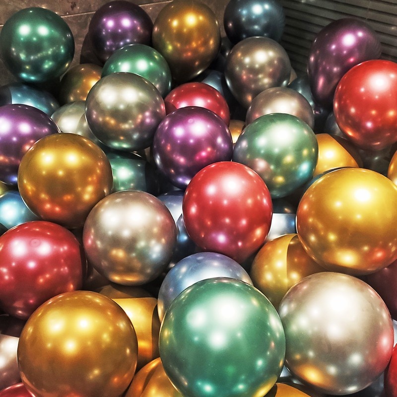 10 Inches 10pc Chrome Metallic Latex Balloons happy birthday decor ...