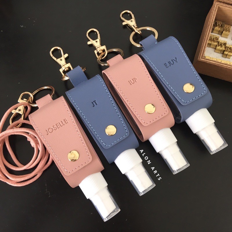 Alcohol Holder PERSONALIZED 50ml Spray Bottle Keychain & Lanyard