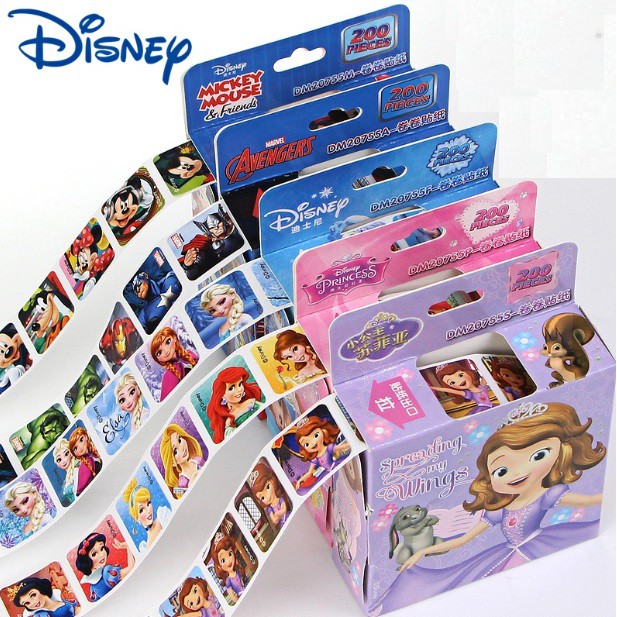 [200 pcs]Disney Stickers Roller Stickers: Mickey & Friends Frozen Sofia ...