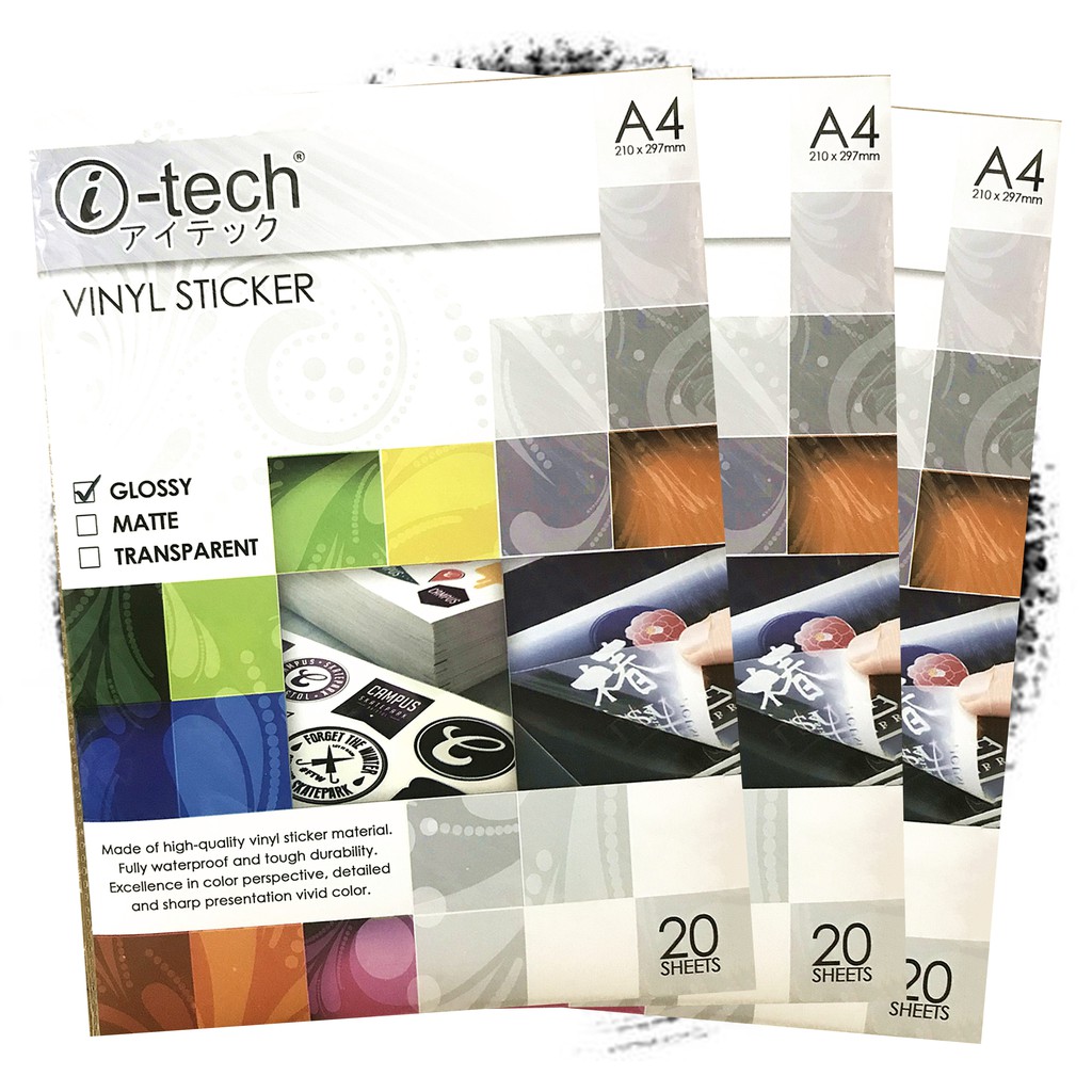 Vinyl Sticker Waterproof A4 Matte / Glossy / Transparent 20Sheets Itech ...
