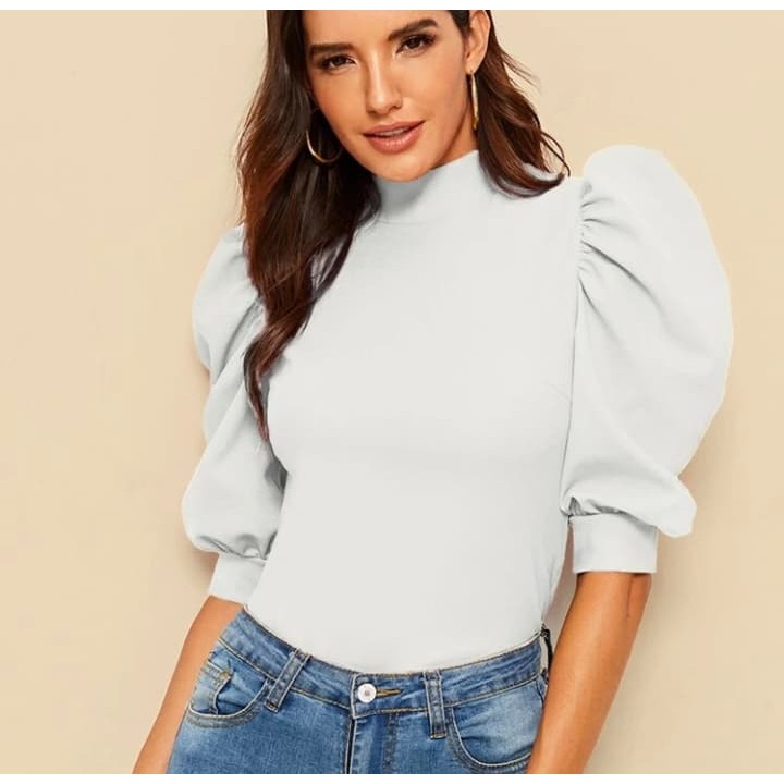 Arianae Top - High Neck Top in White