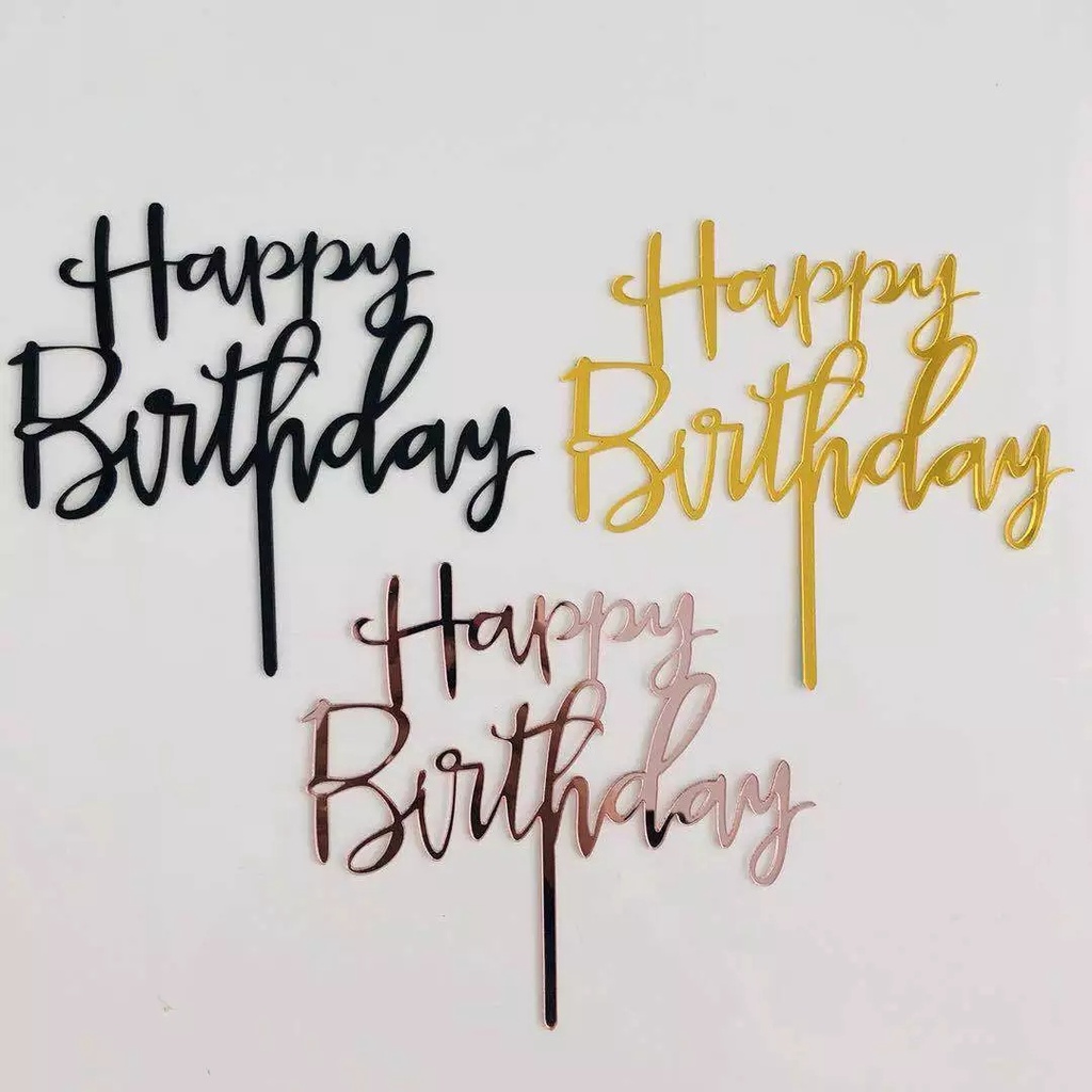 Rose Gold Silver Pink Happy Birthday Acrylic Letter Cake Topper for 1st ...