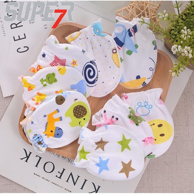 Baby Anti Scratching Gloves Newborn Cotton Scratch Mittens (random