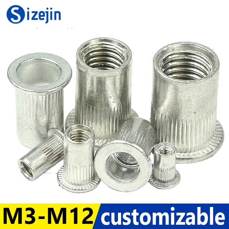 50pcs Aluminum Threaded Rivets Insert Nuts Inner Threaded Riveter