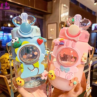 Cute Water Bottle For Girls 1.3L Straw Tumbler Summer Plastic Mug Portable  Kids Kawaii Cup Large Capacity Sports Drinking Kettle