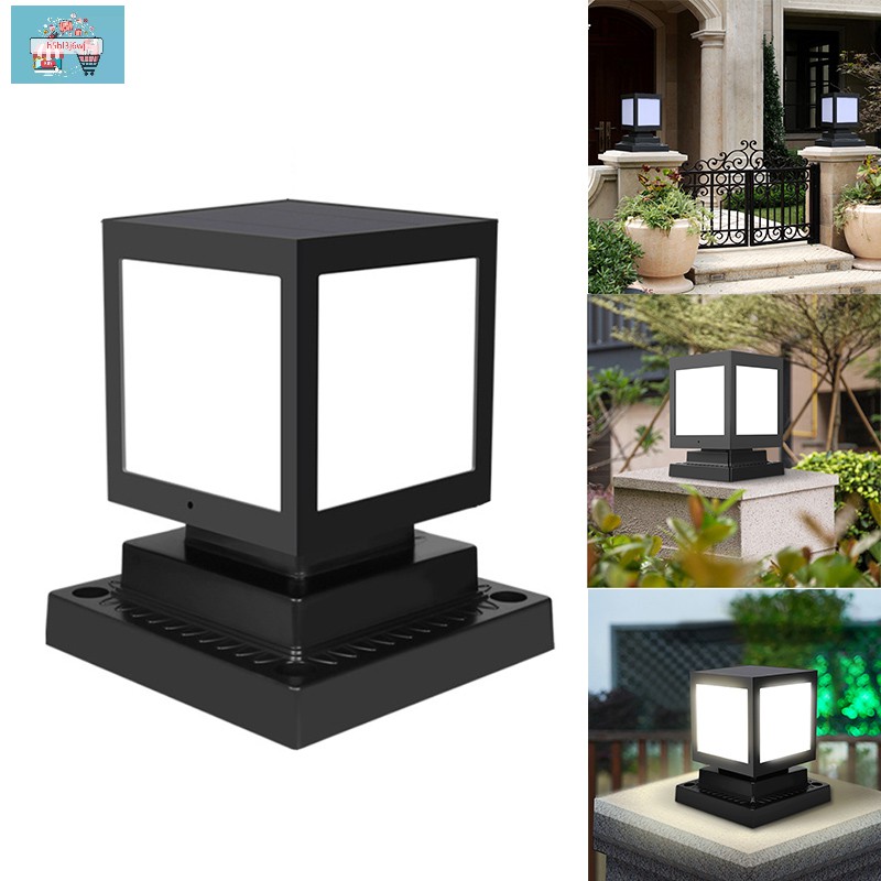 Solar Post Lamp Outdoor Waterproof Column Head Light for Garden Wall Lamp Post Deck Cap Fence Landscape Lamp Warm Light