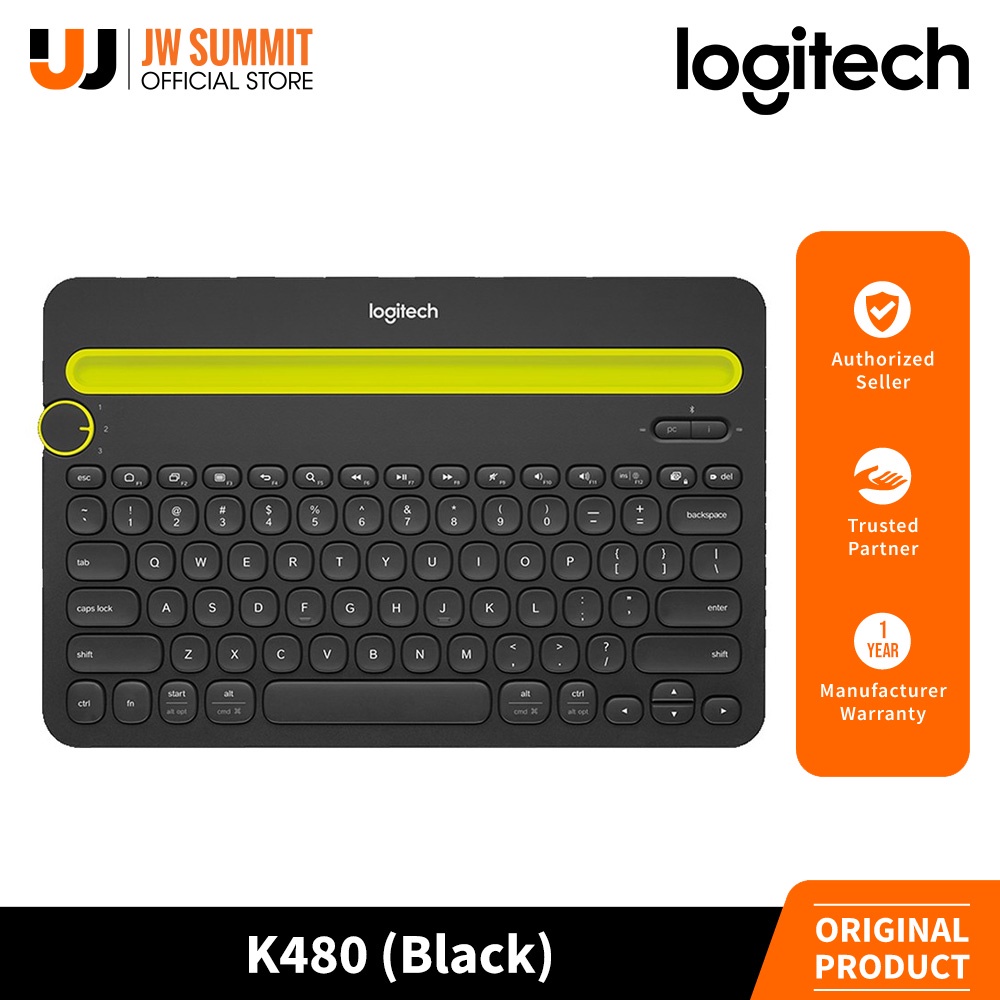 Logitech K480 Bluetooth, Dial Switch Multi-Device, Wireless Keyboard ...