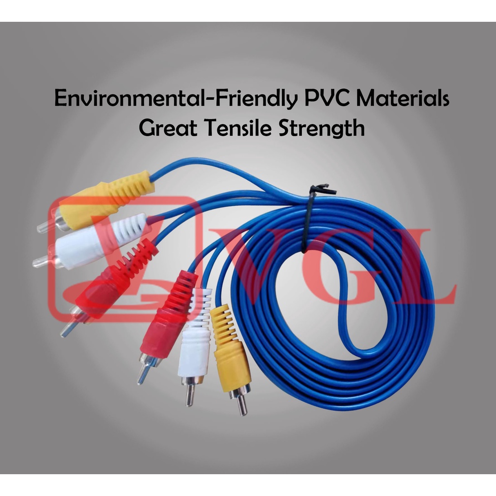 VGL RCA AUXILIARY CABLE ( RCA CORD 3x3 2.5m ) | Shopee Philippines