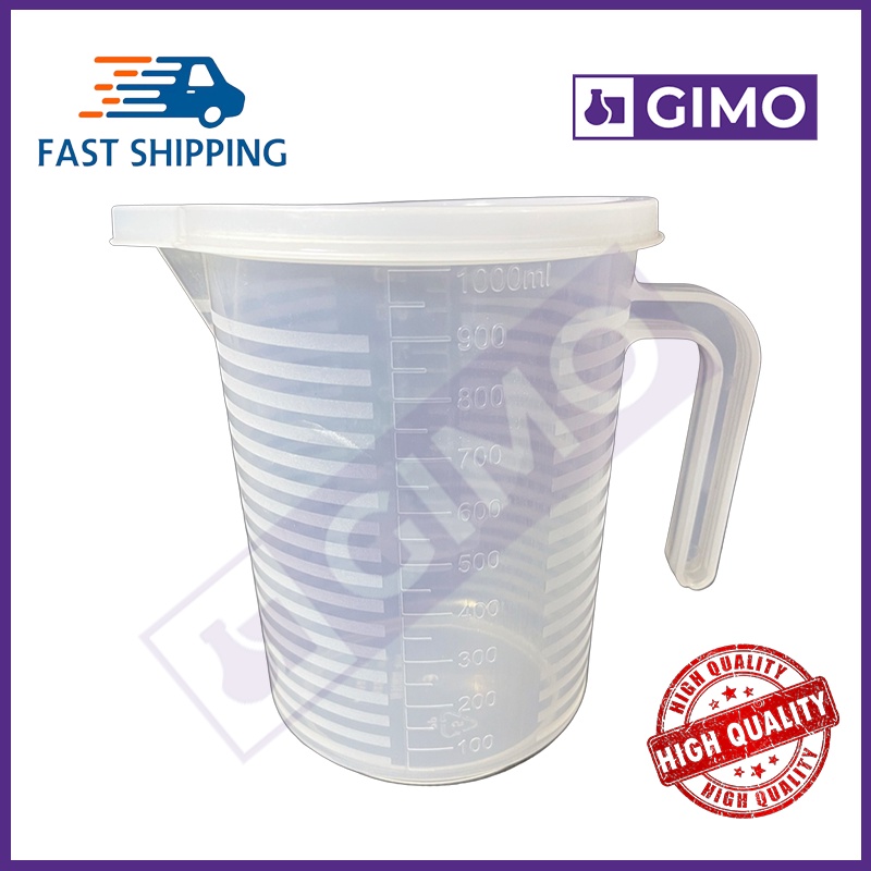 Plastic Beaker with Handle and Cap plus Grid Lines Cordial Brand