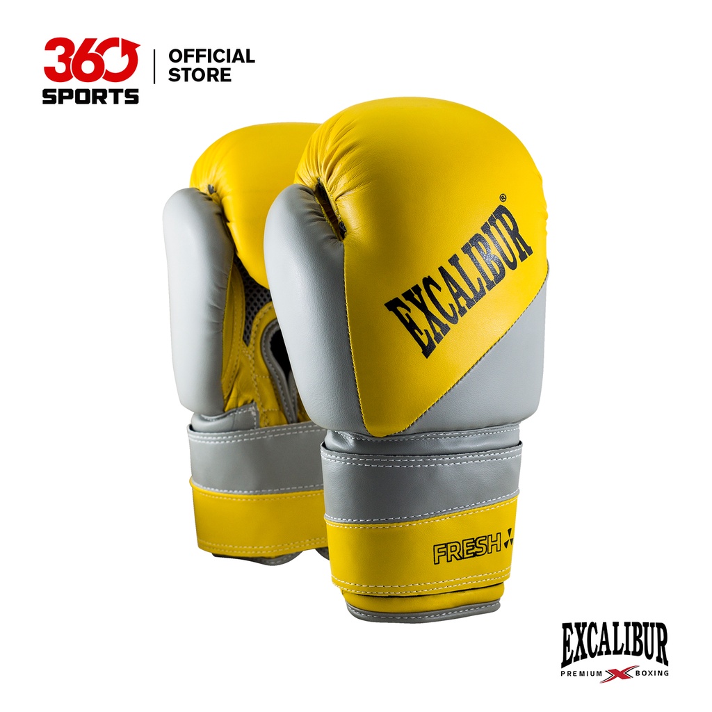 Excalibur TSUNAMI PU Premium Training Boxing Gloves Yellow/Gray