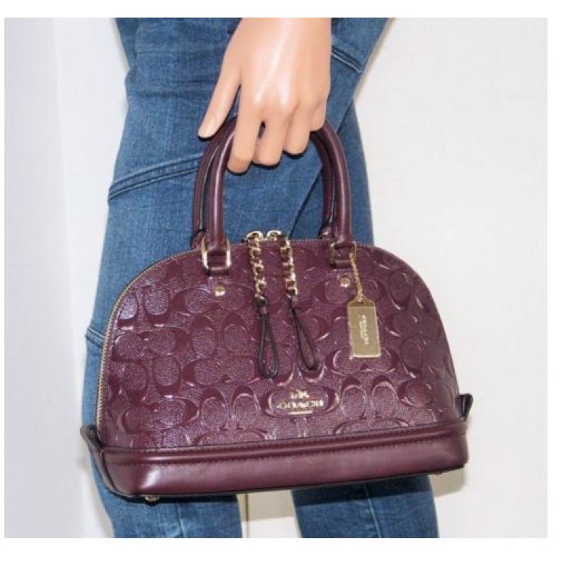 COACH Mini Sierra Satchel in signature debossed patent leather, Luxury,  Bags & Wallets on Carousell