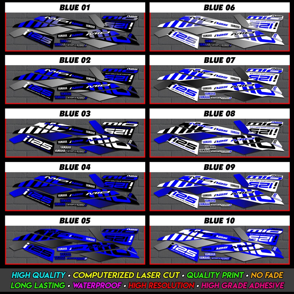 STICKER DECALS for MIO I 125 (MII19) [BLUE] By STICKABOSS (SOFIE ...