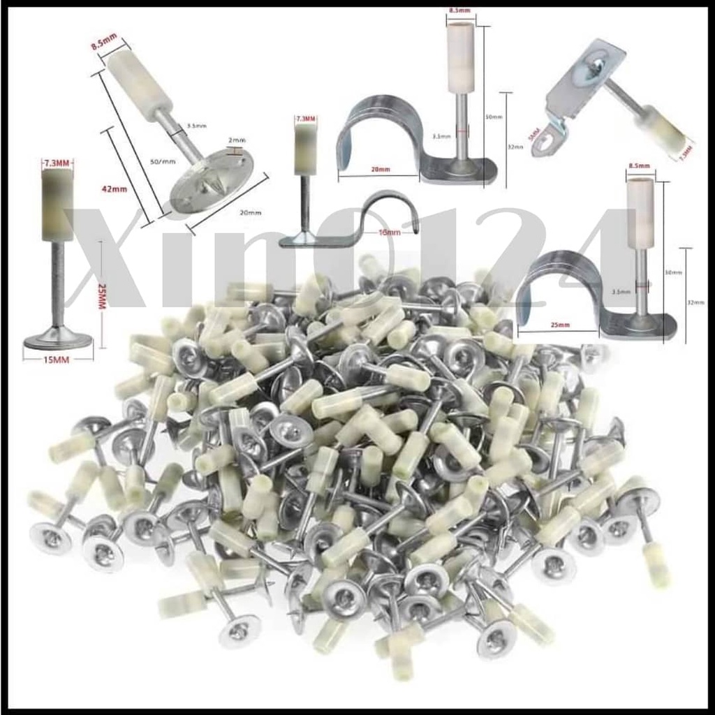 100PCS Steel Nails Gun Rivet Tool Accessories Wall Fastener Set Pipe ...
