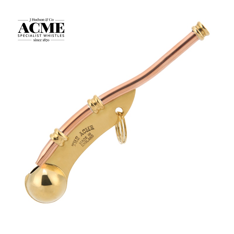 ACME Boatswain Pipe 12 Classic golden Sailor Whistle with Chain Navy