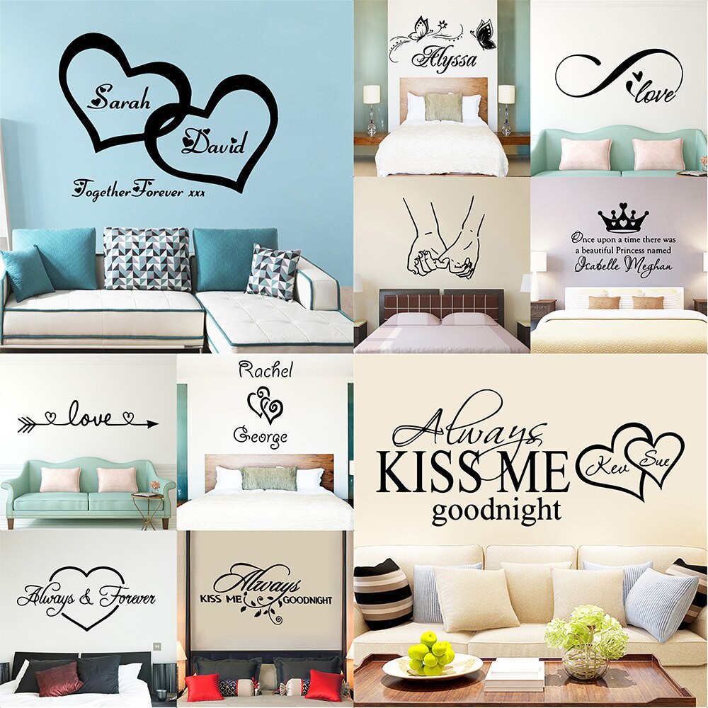 Love Quote custom name Wall Sticker Vinyl Wall Decals For Bedroom ...