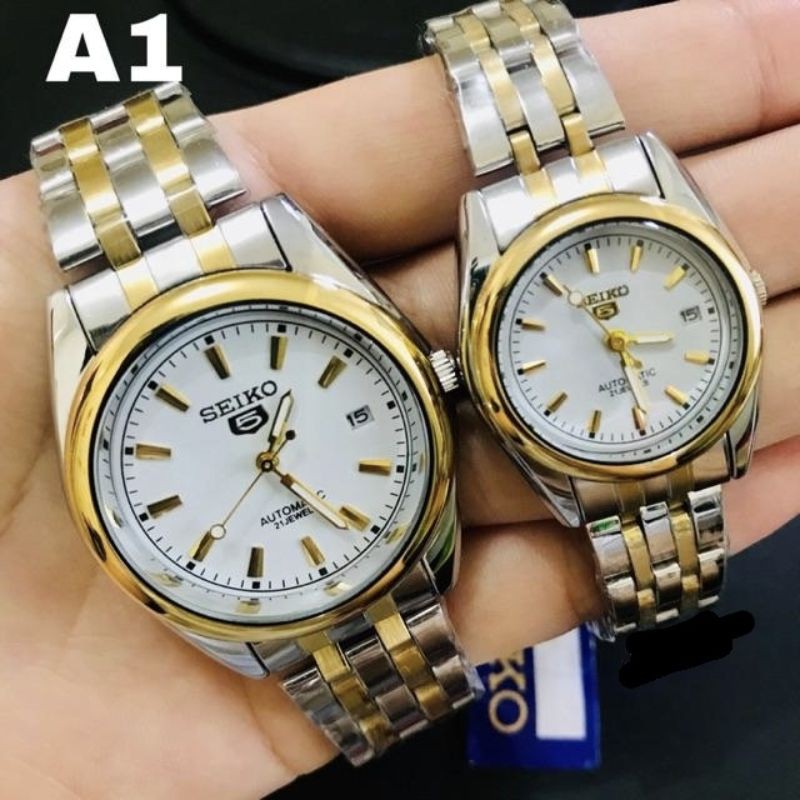 SEIKO AUTOMATIC Water Resist two tone COUPLE MENS WOMENS watch - Main Image