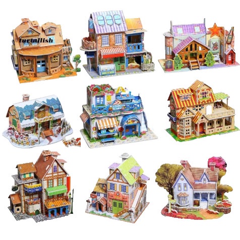 3D Paper Jigsaw Toy For Kids 3D Puzzle Wood House Children's Early ...