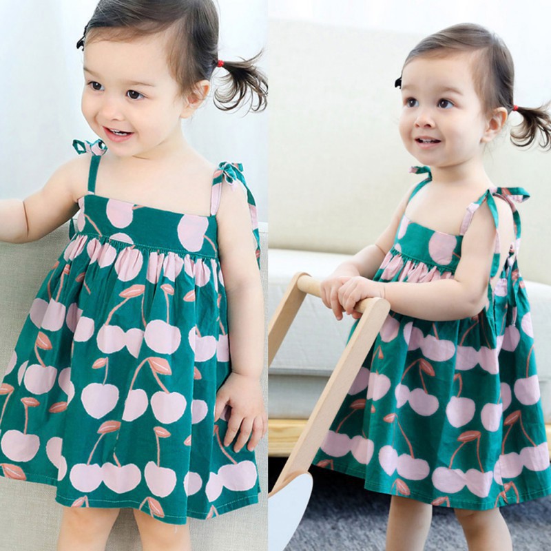 Baby Girls Summer Dress Children Cotton Summer Print Strap Dress