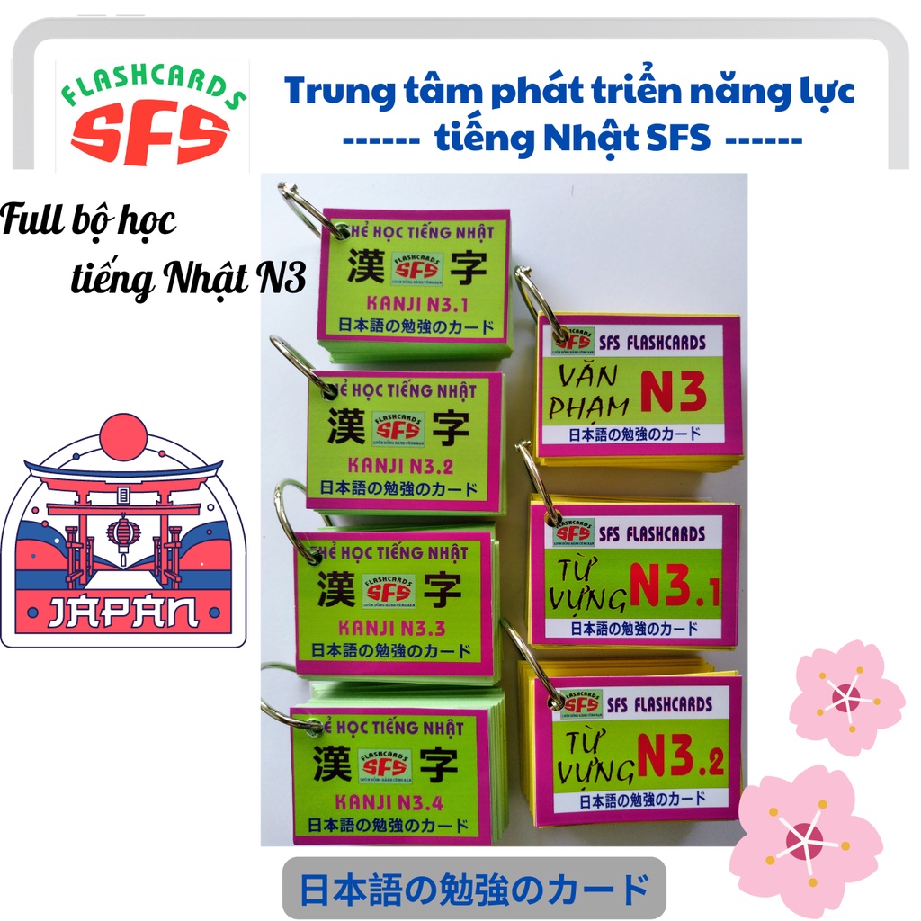 Full set of Japanese learning cards N3 including: Kanji N3, Literature ...