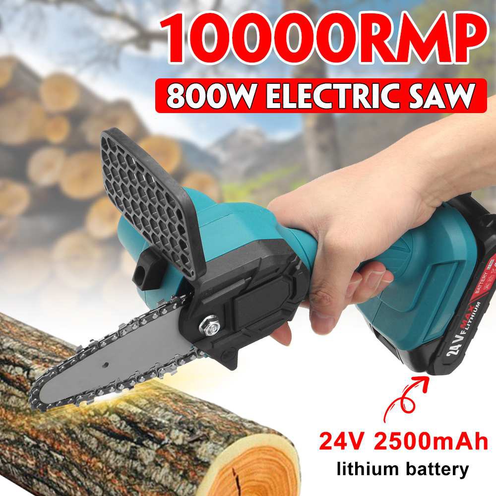 4In 800W 24V Brushed Electric Chainsaw Set Handheld Logging