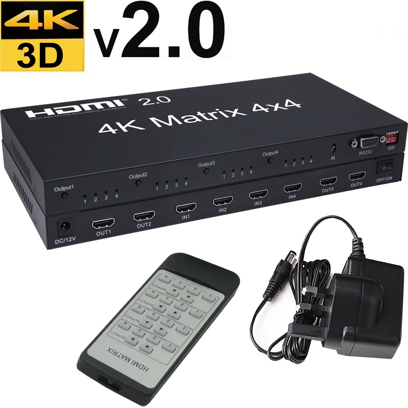 HDMI 2.0 Matrix 4K 60Hz 4x4 Matrix HDMI Switch Splitter Video Converter ...