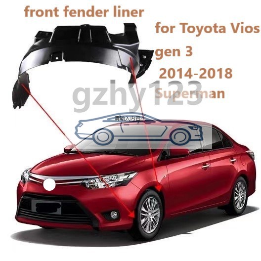 fender liner for Toyota Vios Third Generation gen 3 2014 2015 2016 2017 2018 Superman Panel