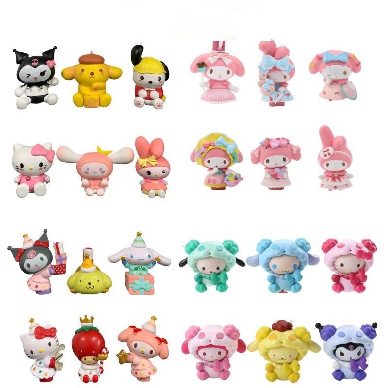 6 pieces/set Cute Model Sanrio My Melody Figure Kuromi Cinnamoroll ...