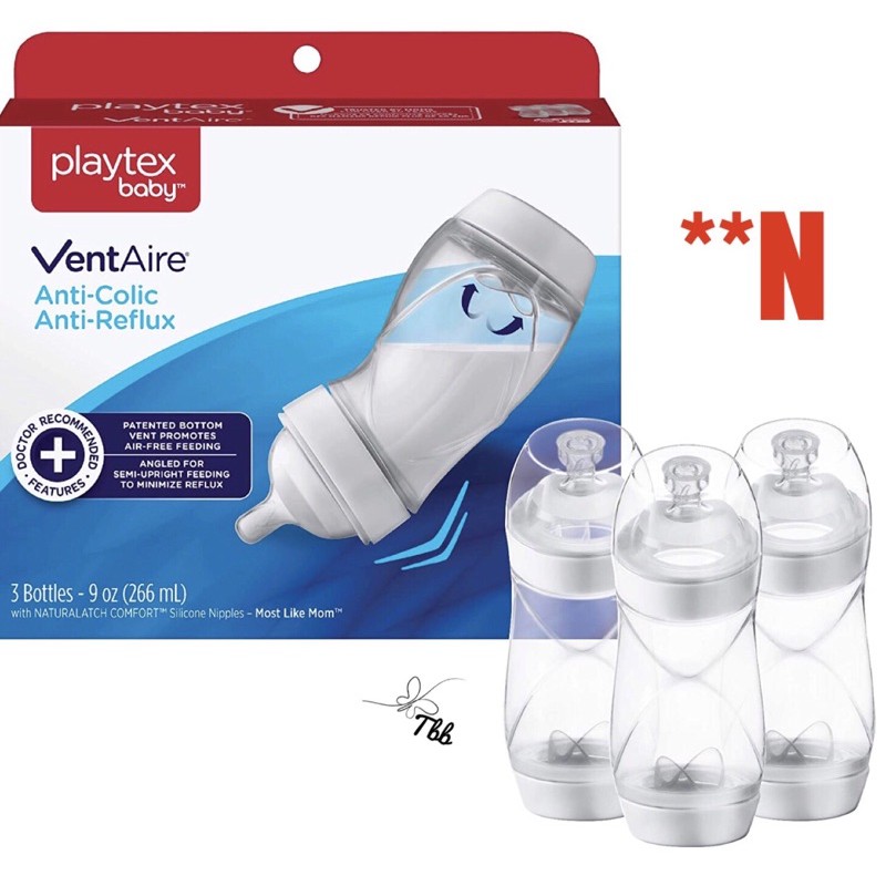 NEW Playtex Baby Ventaire Bottle, Helps Prevent Colic & Reflux, 9 Ounce