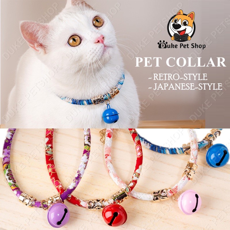 Adjustable Japanese Style Pet Collar Retro-Style Cat Neck Ring With ...