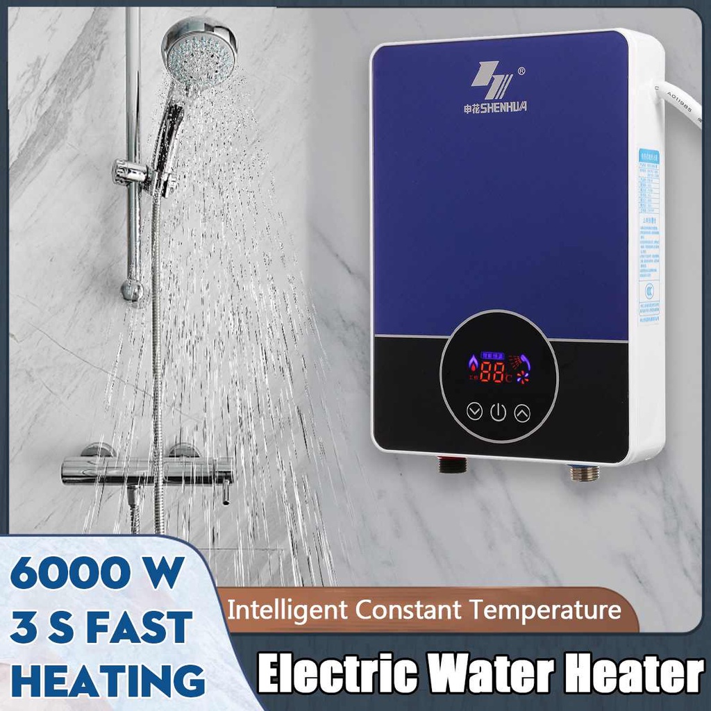 6000W Smart Electric Water Heater Remote Control Instantaneous Tankless