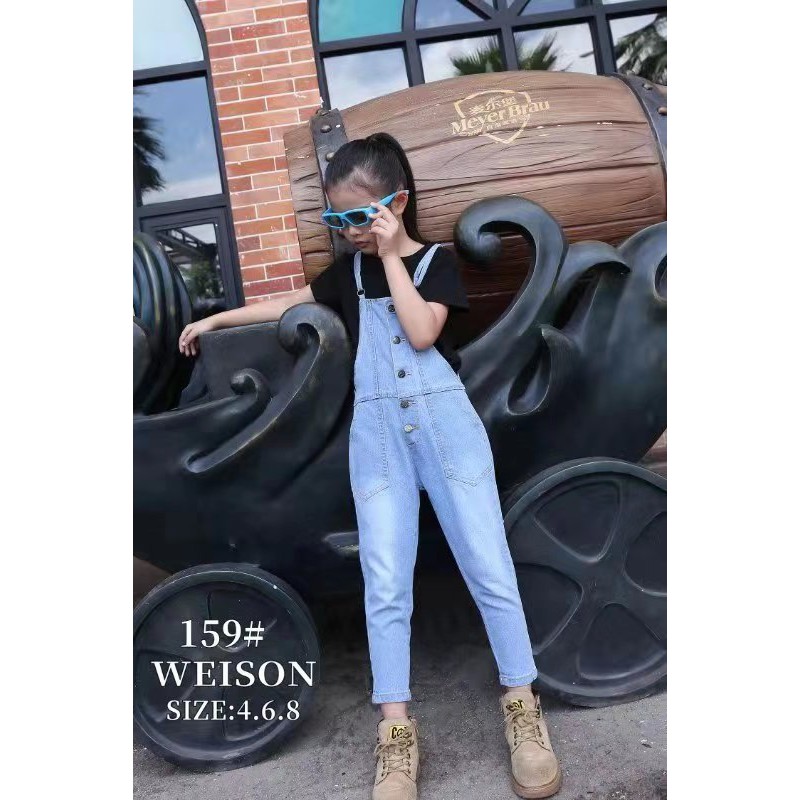 Korean fashion denim jumpsuit for kids/denim jumper/hot sale