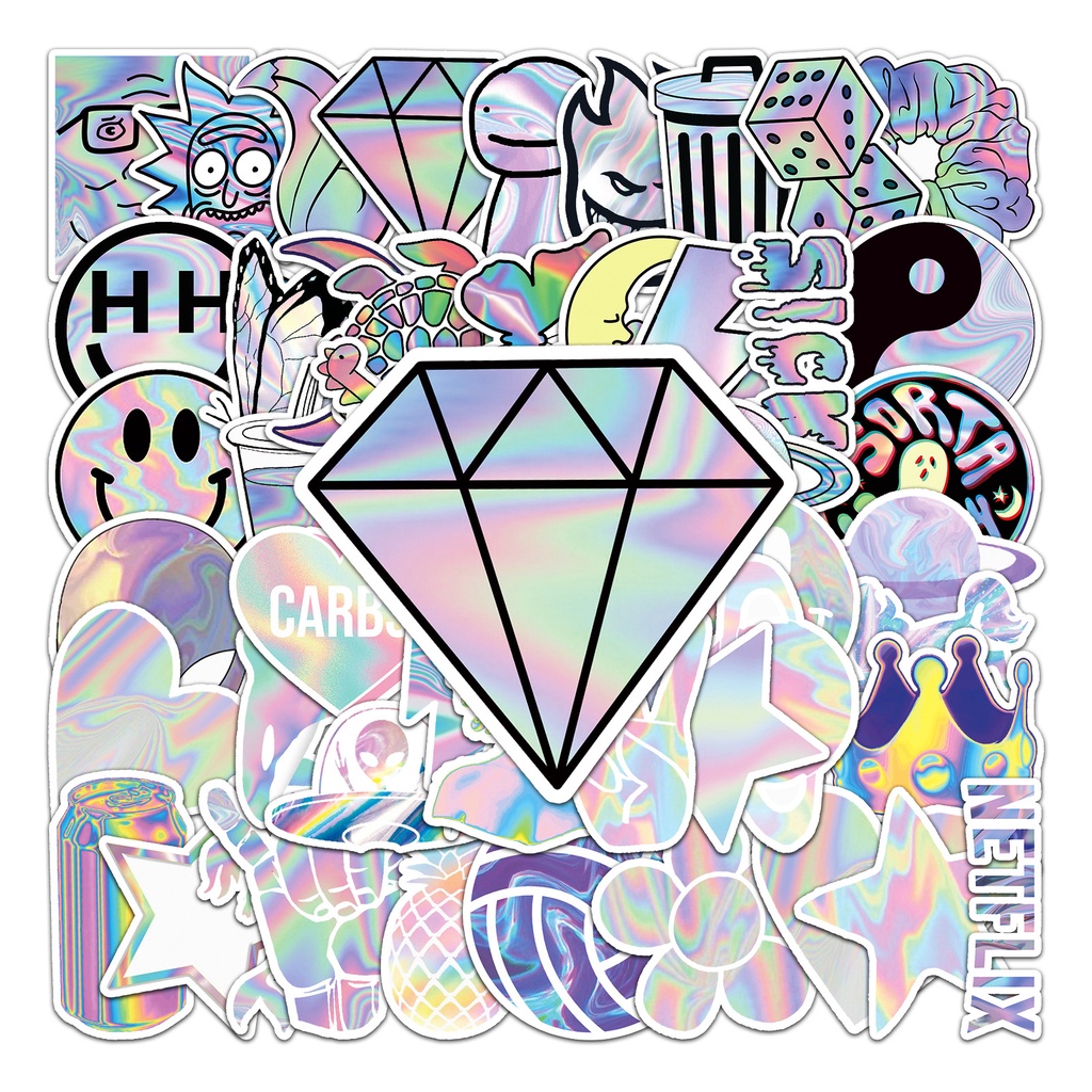 50pcs holographic laser graffiti stickers anime stickers colorful car ...