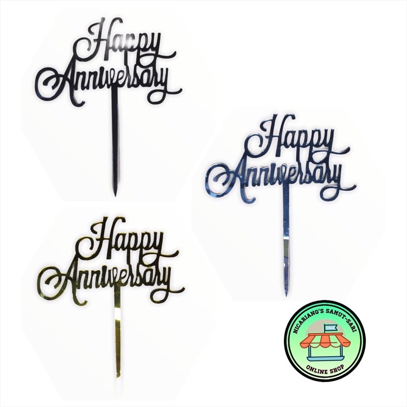 Acrylic Happy Anniversary Cake Topper Cupcake Topper Cake Decoration ...