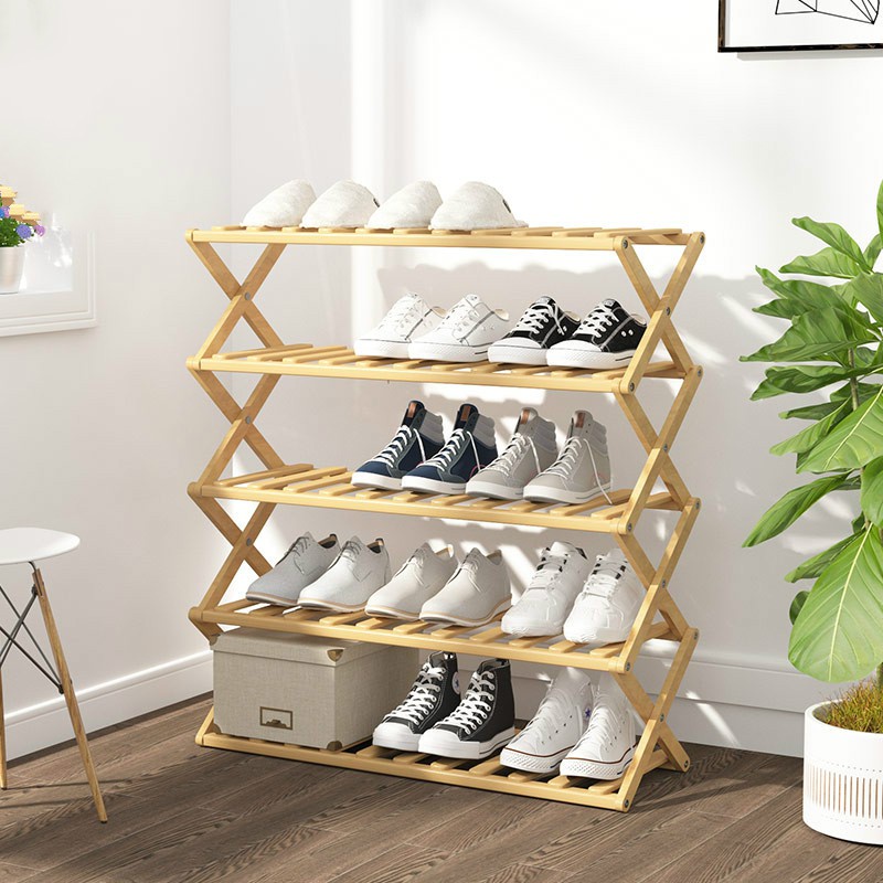 Large Wooden Foldable Shoe rack Without Installation Holder 3/4/5 ...