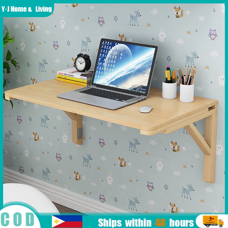 Solid Wood Wall Hanging Dining Table Foldable Computer Desk Wall