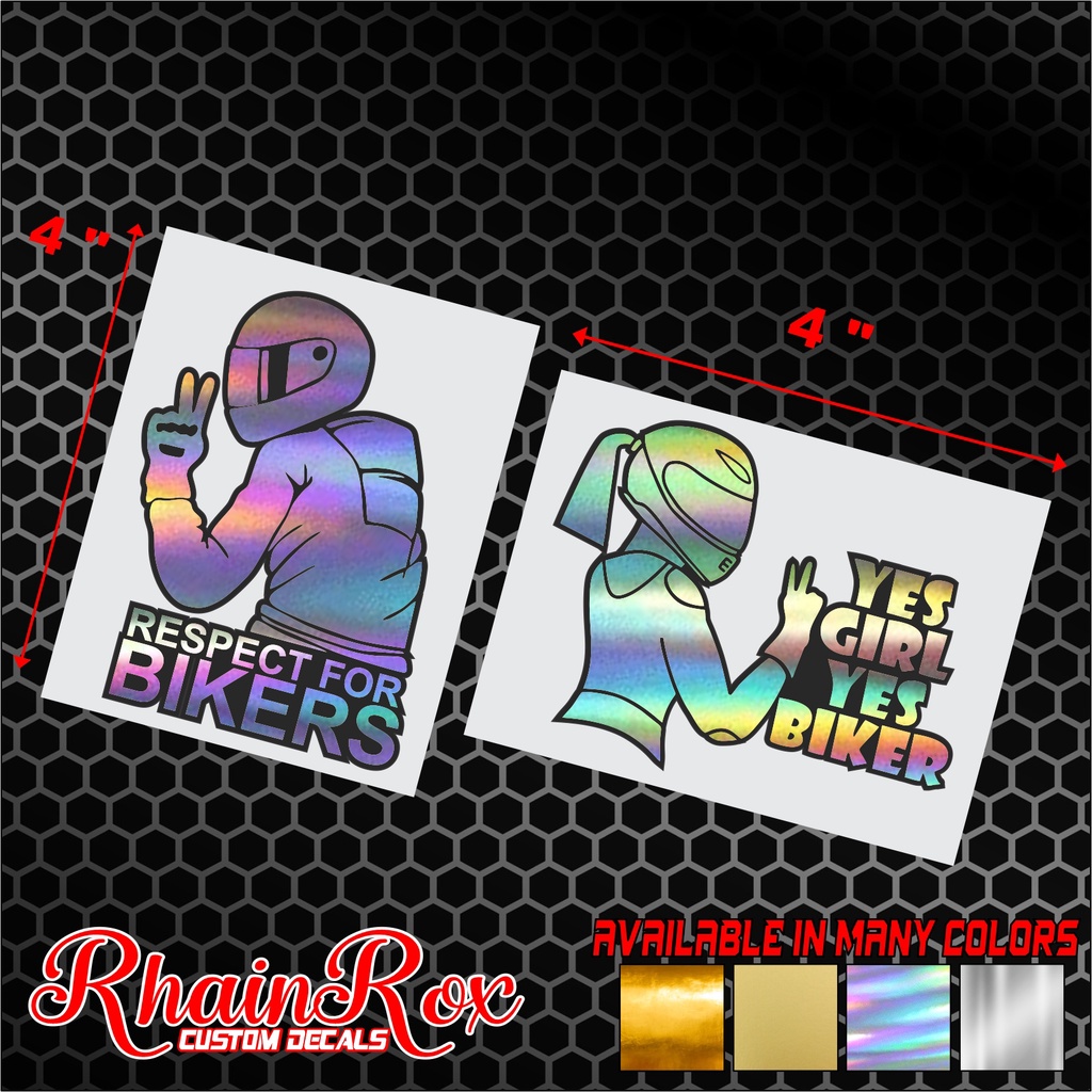 respect for riders yes girl yes biker sticker goldchrome hologram ...