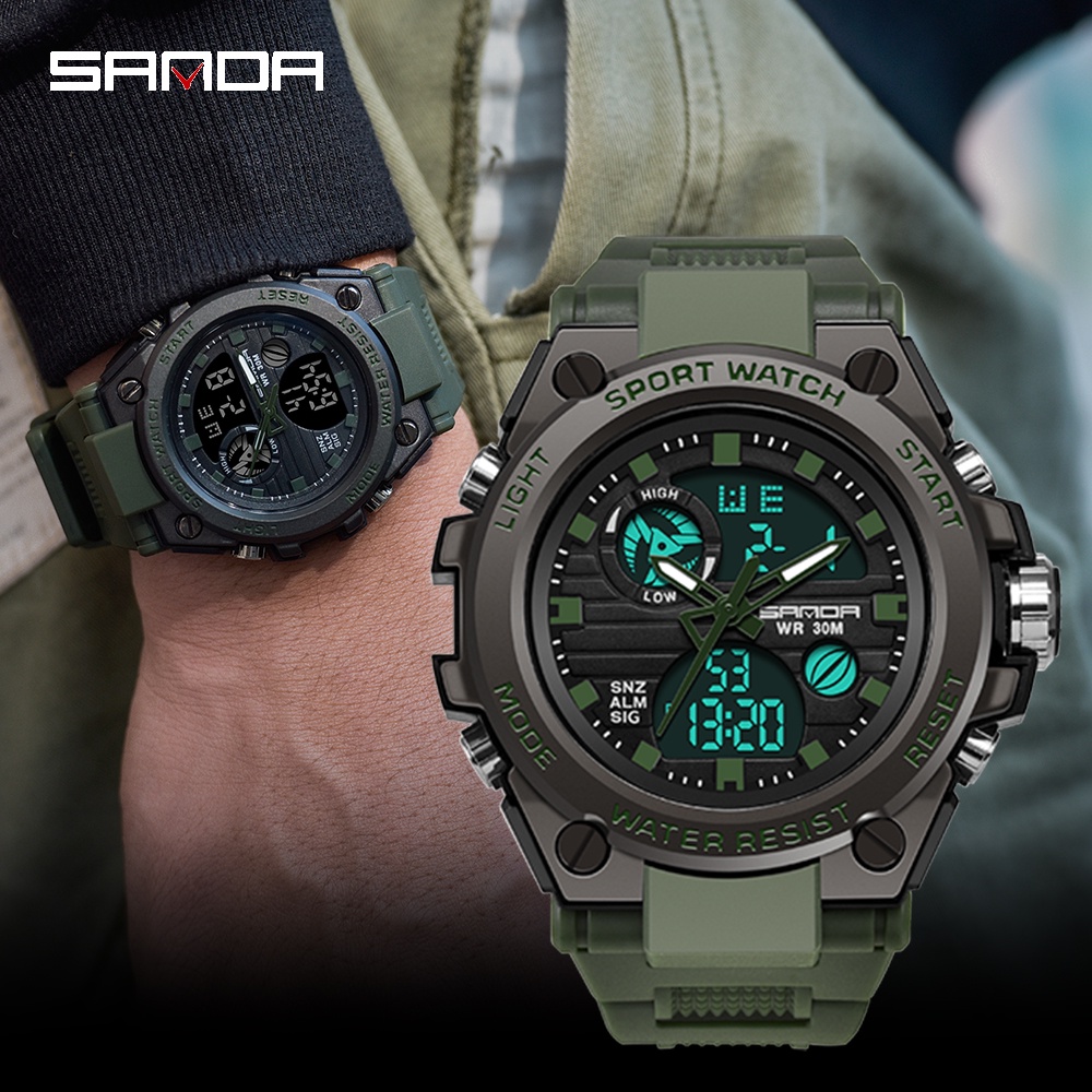 SANDA Brand 2021 Style Men Digital Watch Shock Military Sports