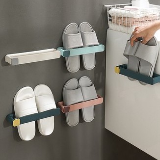 Macaron bathroom slippers rack toilet rack Wall-mounted wall-mounted ...
