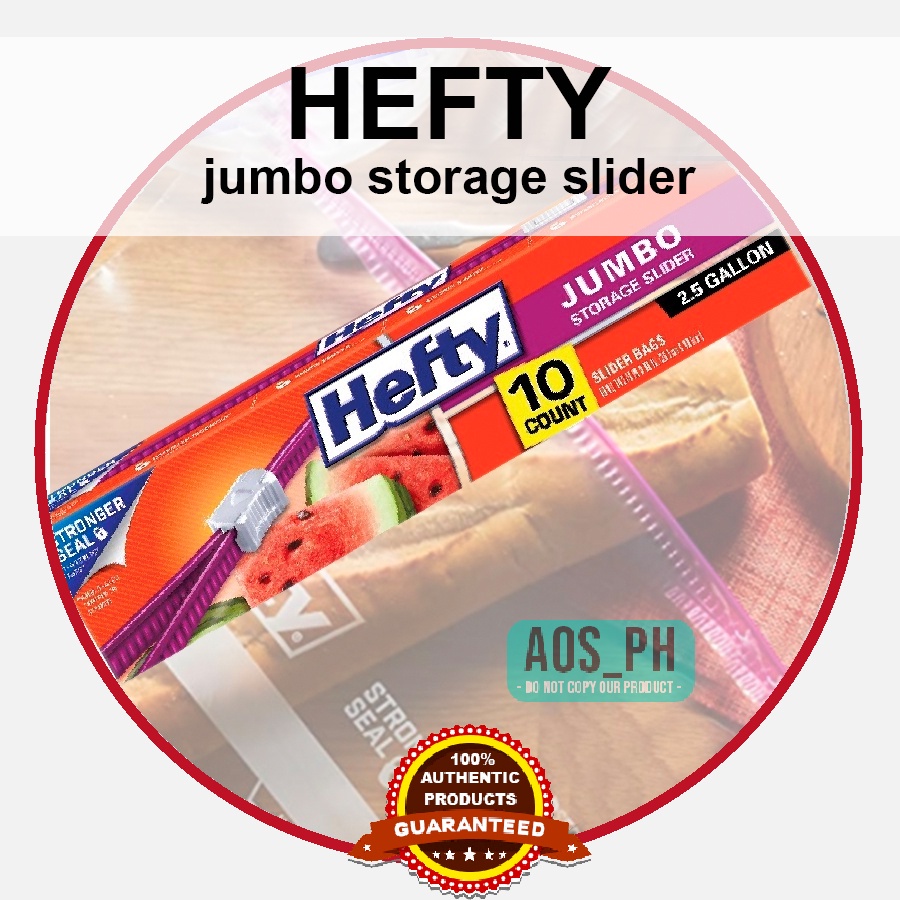 Hefty Slider Jumbo Food Storage Bags - 2.5 Gallon size, 12 Count