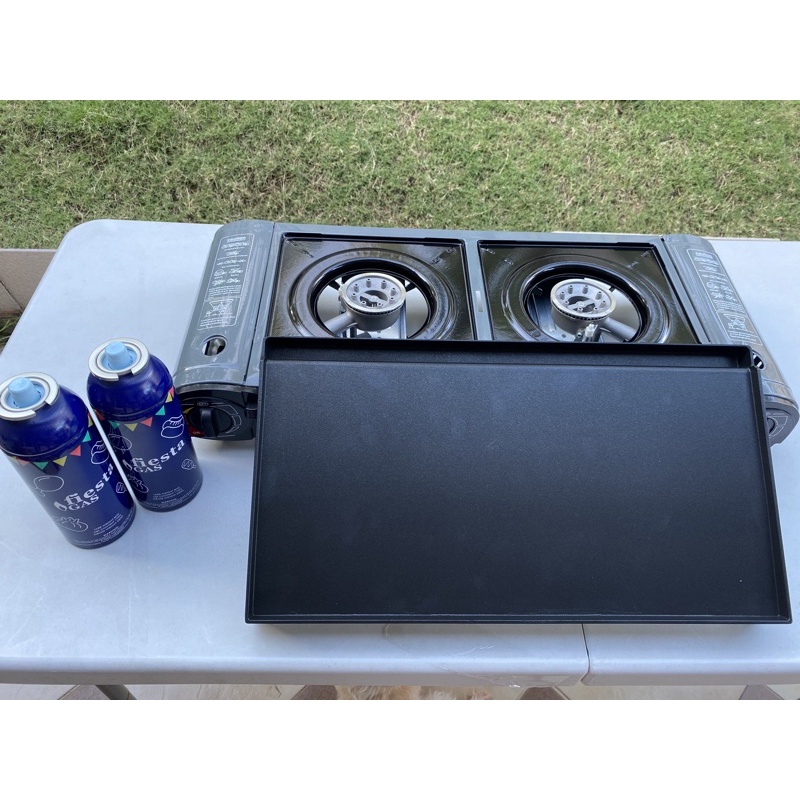 2 burner butane stove with outlet plate