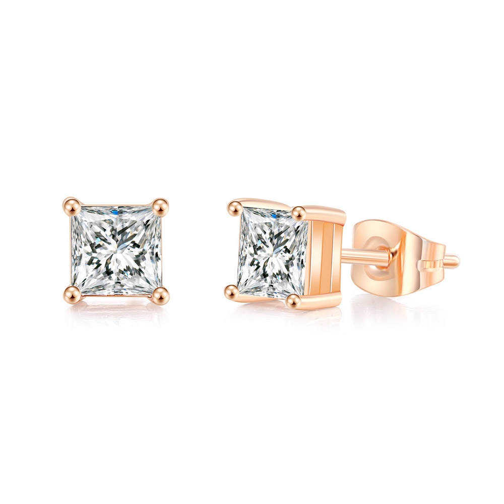 Earrings For Women Squares Clear Zircon Stud Earring For Men Male