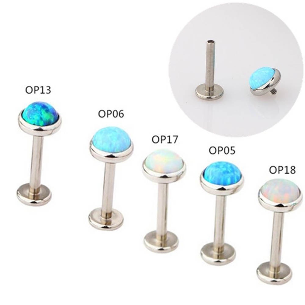 Opal Crystal Labret Lip Piercing Kit Ball Nostril Piercing Tragus Helix ...