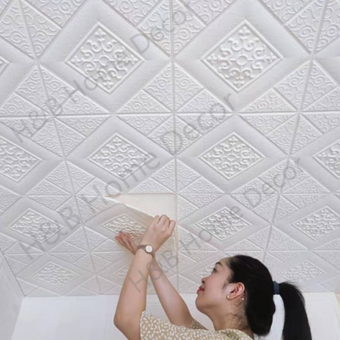3D Ceiling Wall paper adhesive wall decor Water proof Foam bricks ...